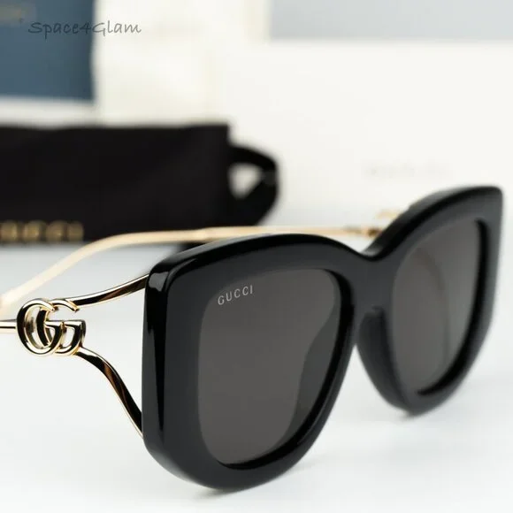 Gucci Women Sunglasses Black Gold Grey Butterfly GG1566S 001 BRAND NEW Gucci Women BRAND NEW Sunglasses Black Gold Grey Butterfly  main image 2